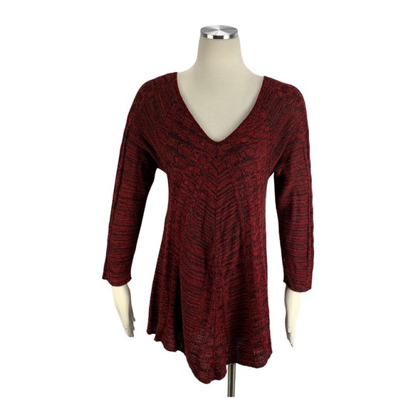 New Directions Medium Red Tunic Sweater Asymmetric - Picture 1 of 5